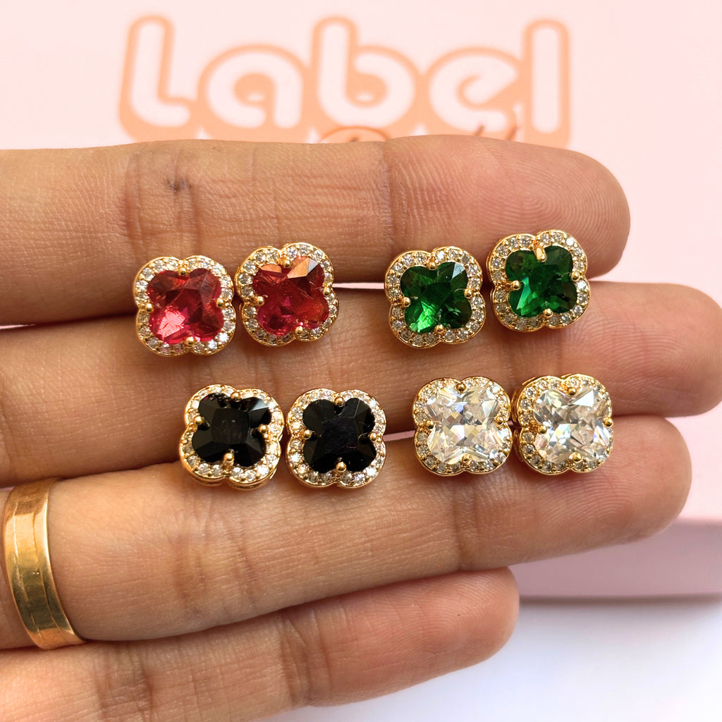 Clover Gemstone Studs