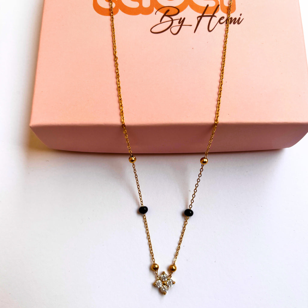 Floral Black beads mangalsutra