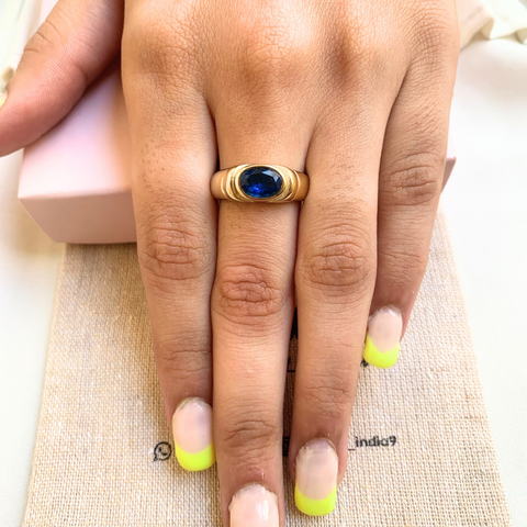 Blue Oval Stone Ring