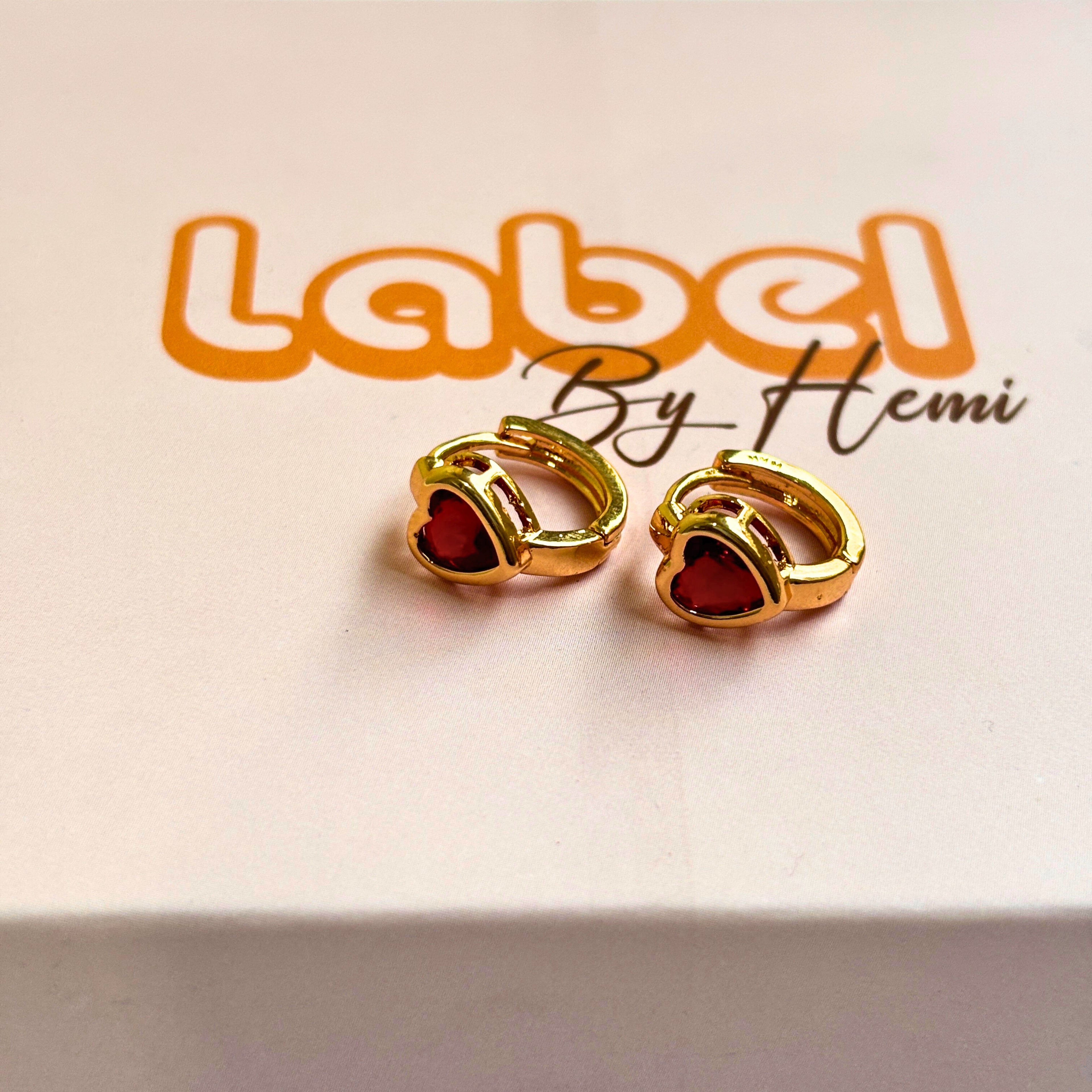 Heart Stone Minimal Hoops