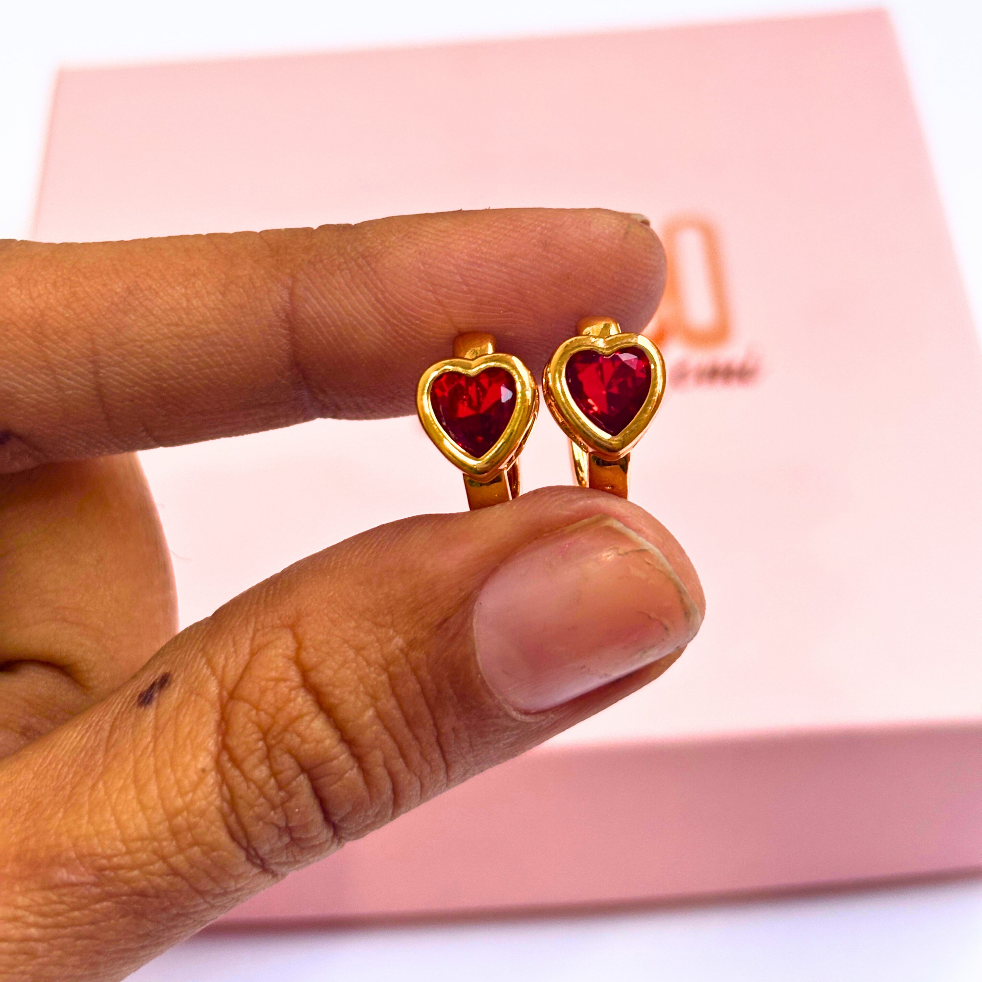 Heart Stone Minimal Hoops