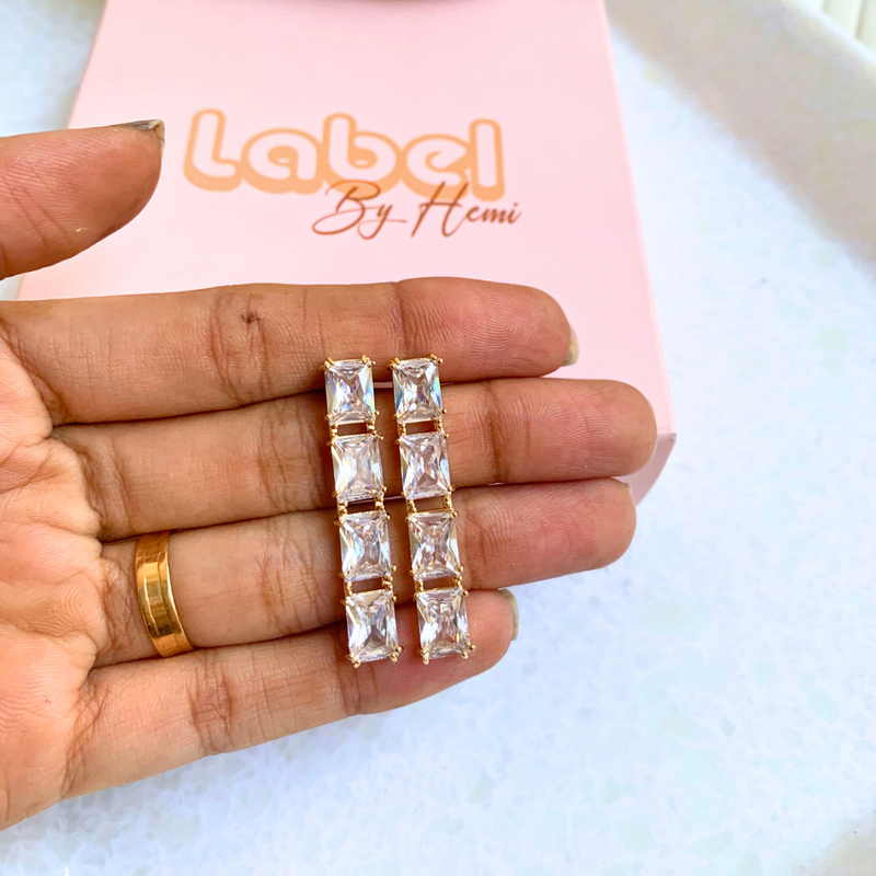 Rectangle Diamond Earring