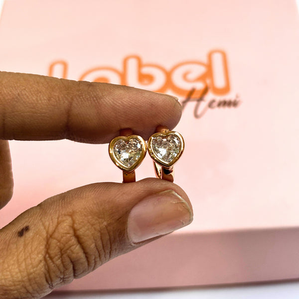 Heart Stone Minimal Hoops