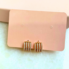 Four Layer Stoned Rose gold Hoops