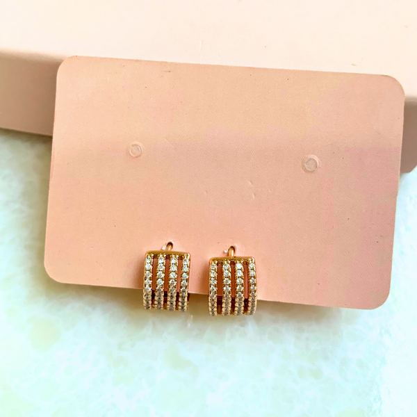 Four Layer Stoned Rose gold Hoops