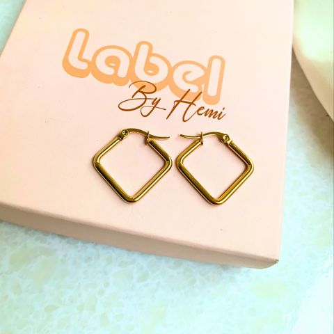 Square Gold Hoops