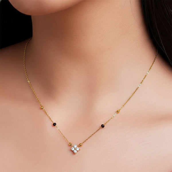 Floral Black beads mangalsutra