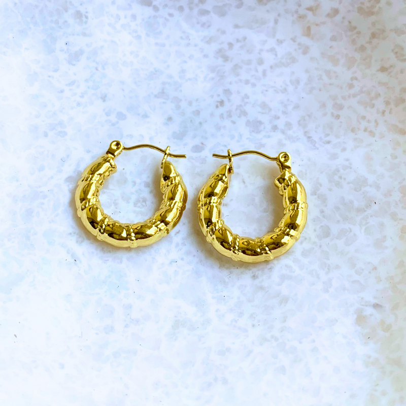 Round Pressed Gold Hoops
