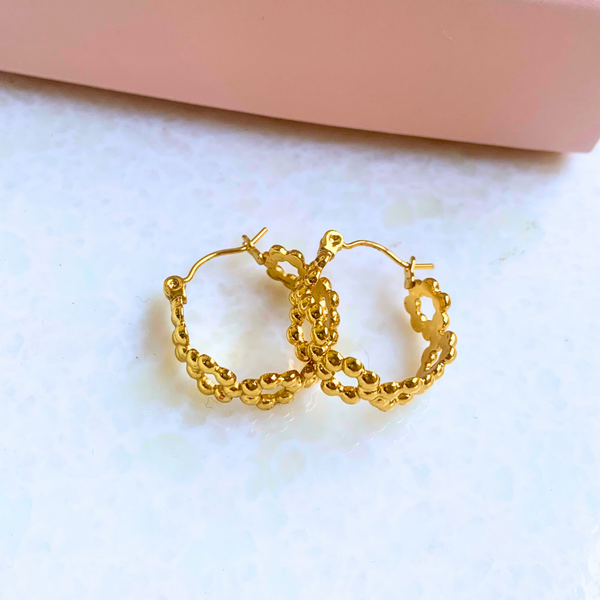 Dropping Round Gold Hoops