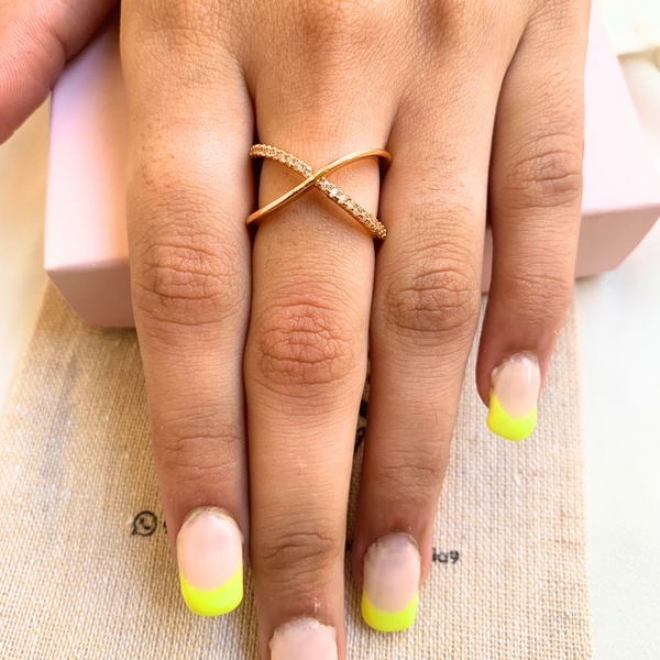 Cross Stoned Plain Adjustable Ring