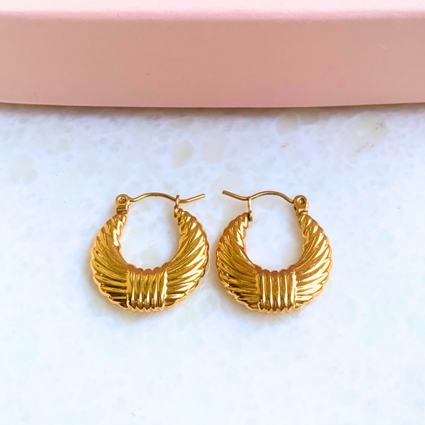 Folded Drape Gold Hoops