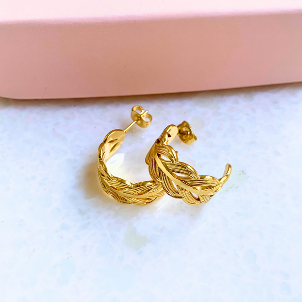 Leaf Link Gold Hoops