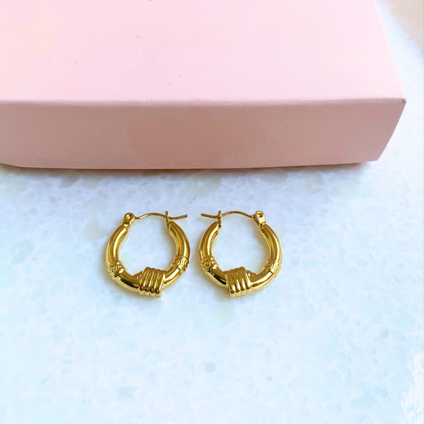 Shaking Hand Gold Hoops