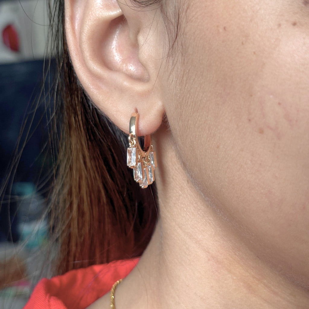 Rectangle charm hoops