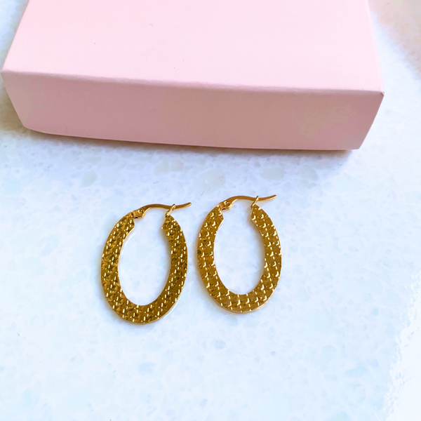 Flat Oval Gold Hoops