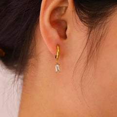 Rectangle stone Hoops