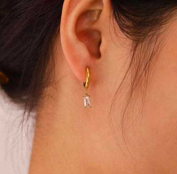 Rectangle stone Hoops