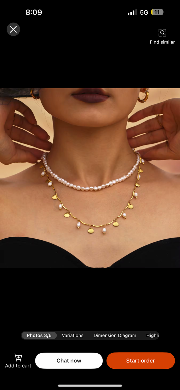 Shell pearl charm Necklace