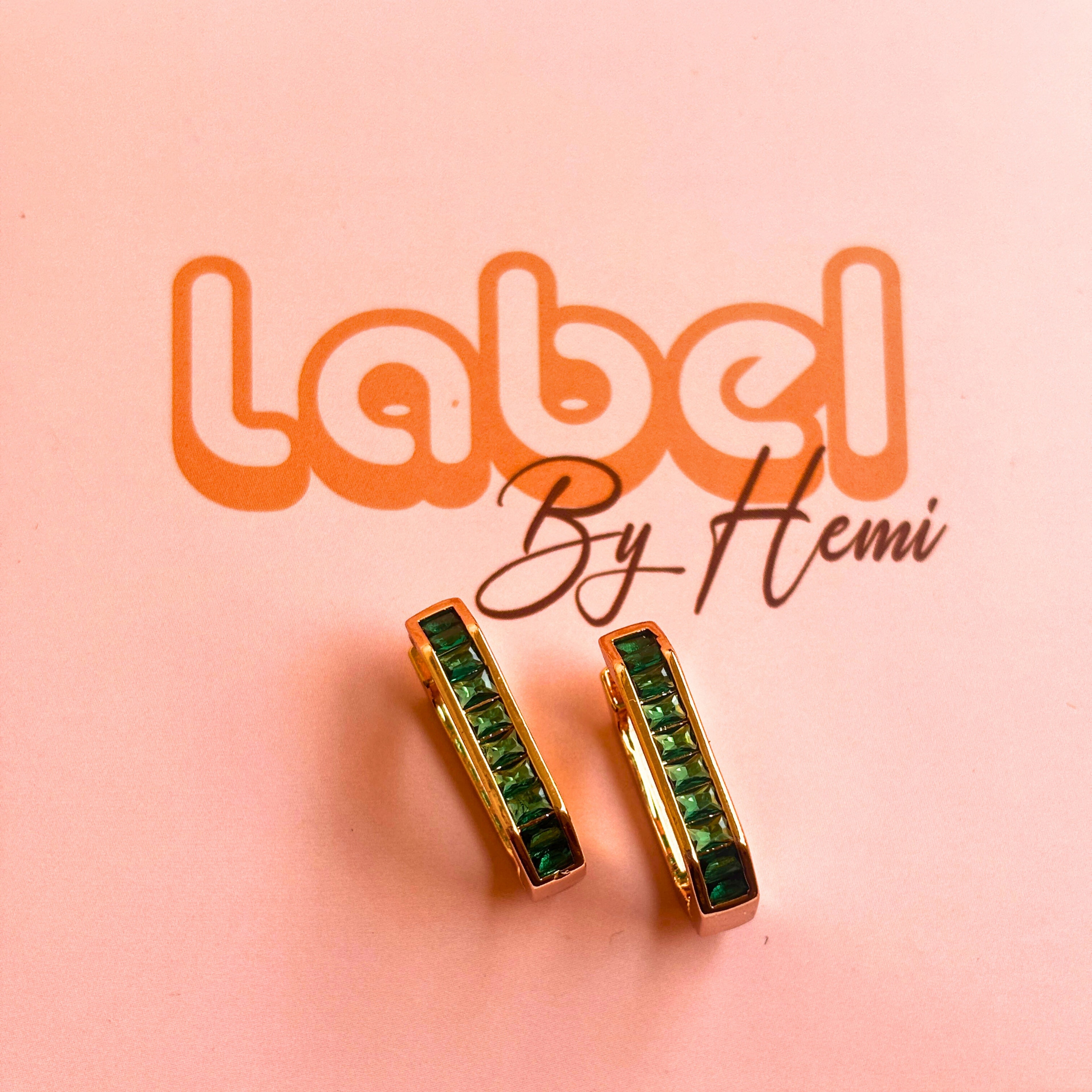Rectangle emerald hoops