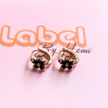 Black Flower hoops