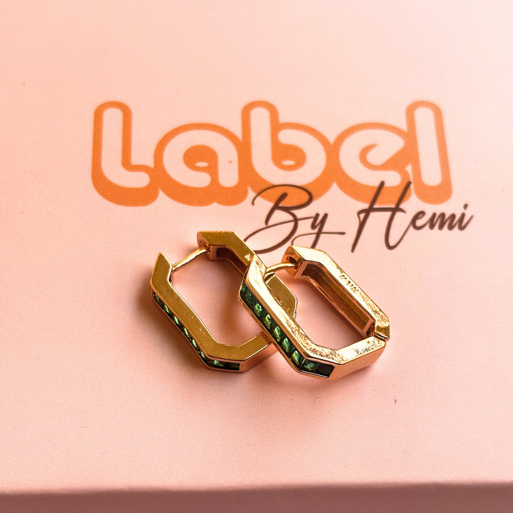 Rectangle emerald hoops