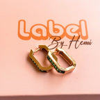 Rectangle emerald hoops