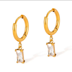 Rectangle stone Hoops