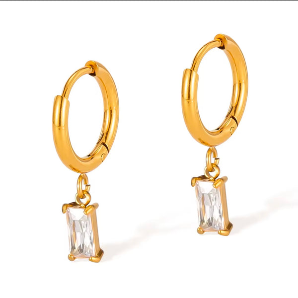 Rectangle stone Hoops