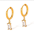 Rectangle stone Hoops