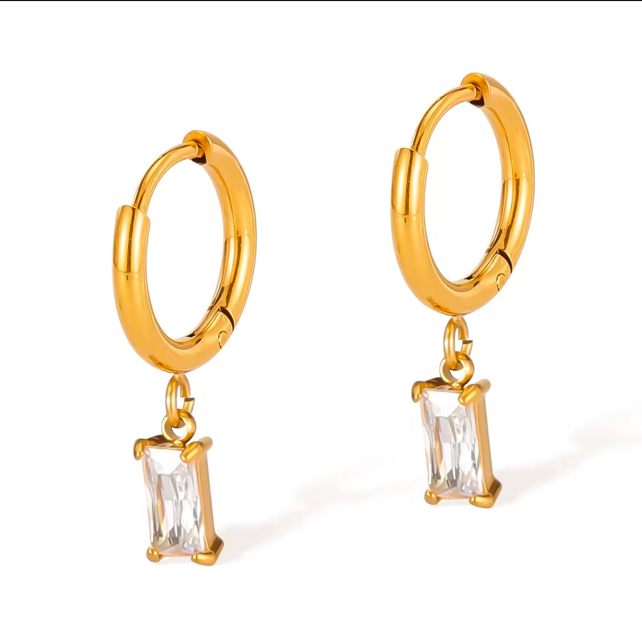 Rectangle stone Hoops
