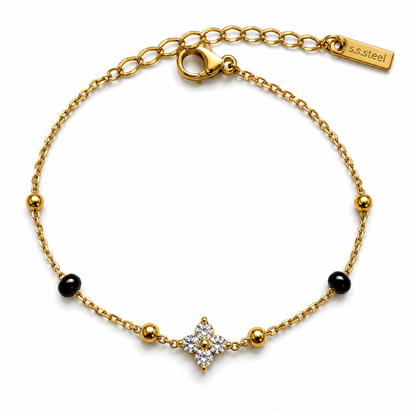 Floral hand black beads