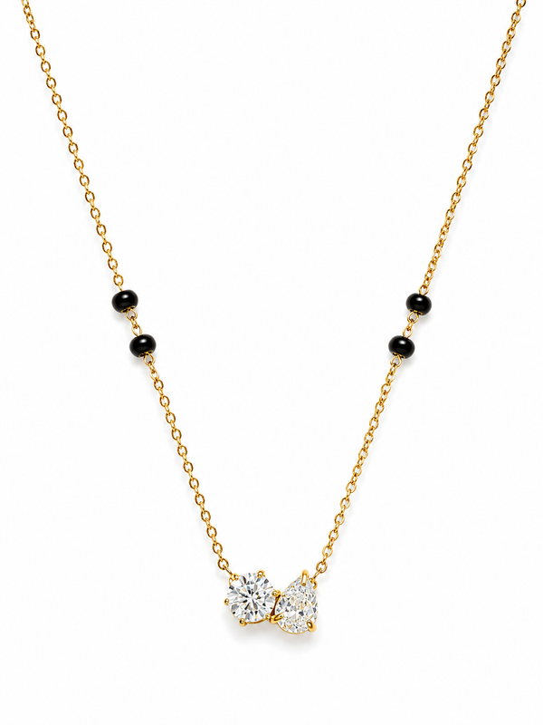 Two stone Black beads mangalsutra