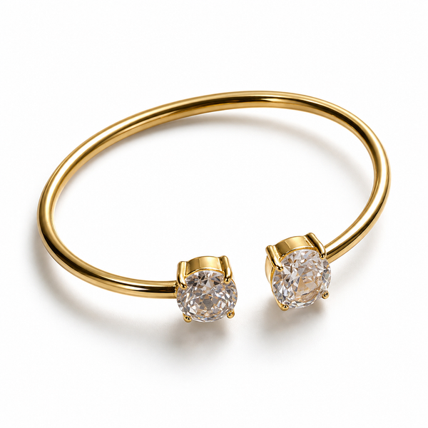 Dual Solitaire Gold Cuff