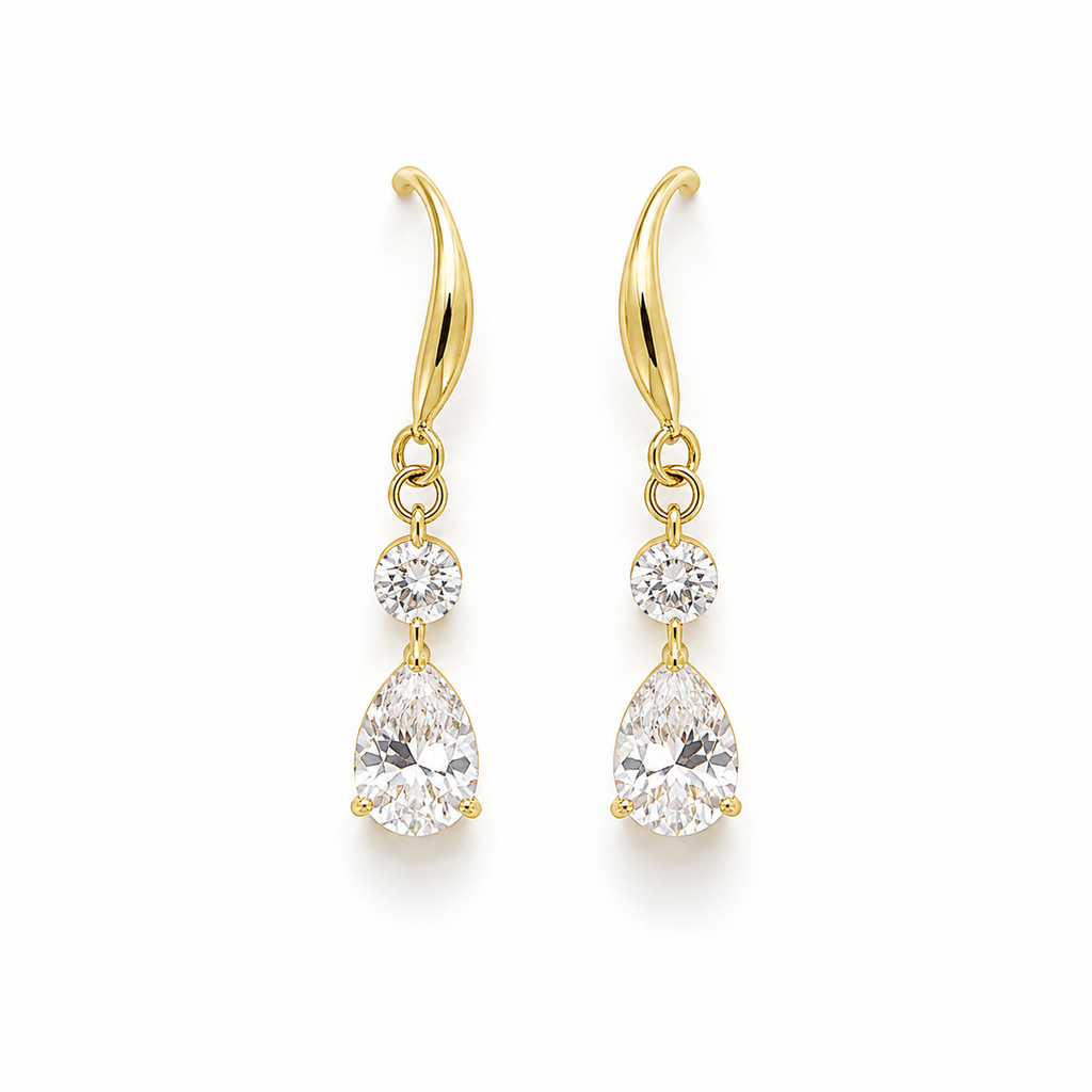 Gold pear earrings