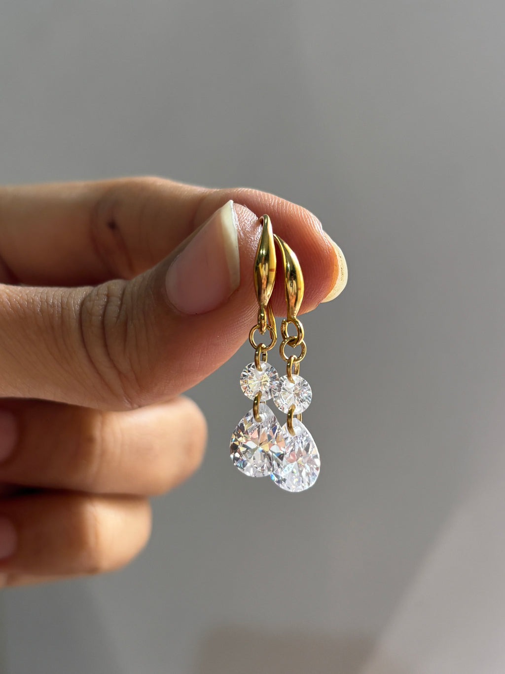 Gold pear earrings