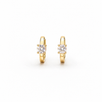Solitaire Gold Huggie Hoops