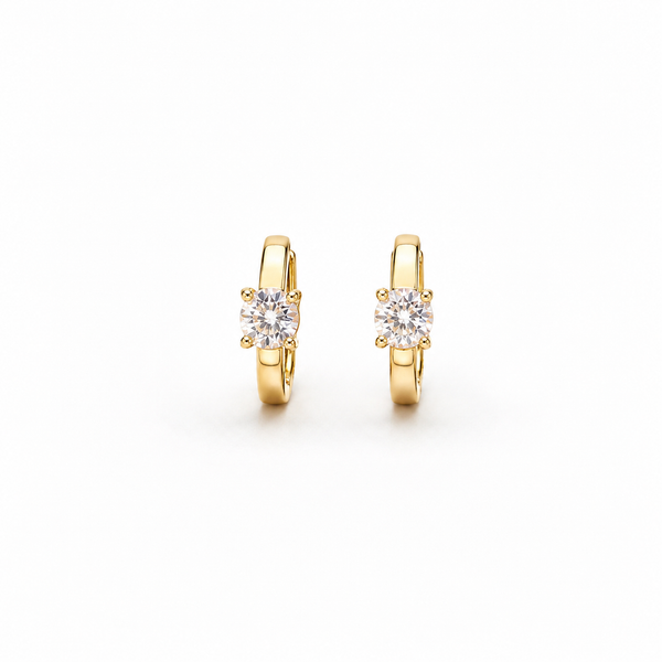 Solitaire Gold Huggie Hoops