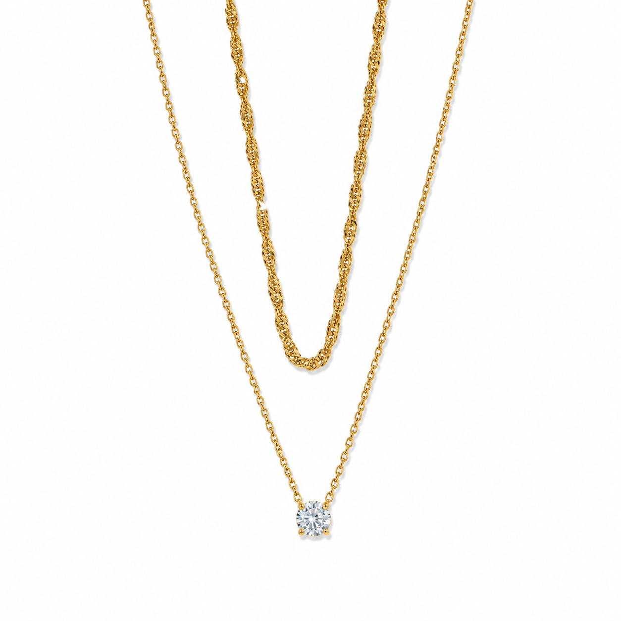 Single Stone Layered  Necklace