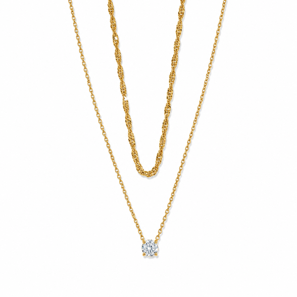 Single Stone Layered  Necklace