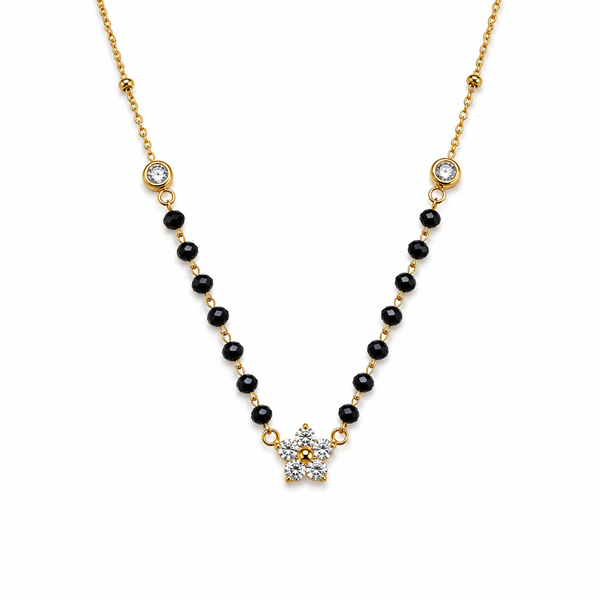 Flower Black beads mangalsutra
