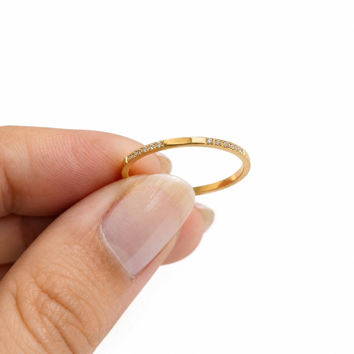 Plain and Stone Ring