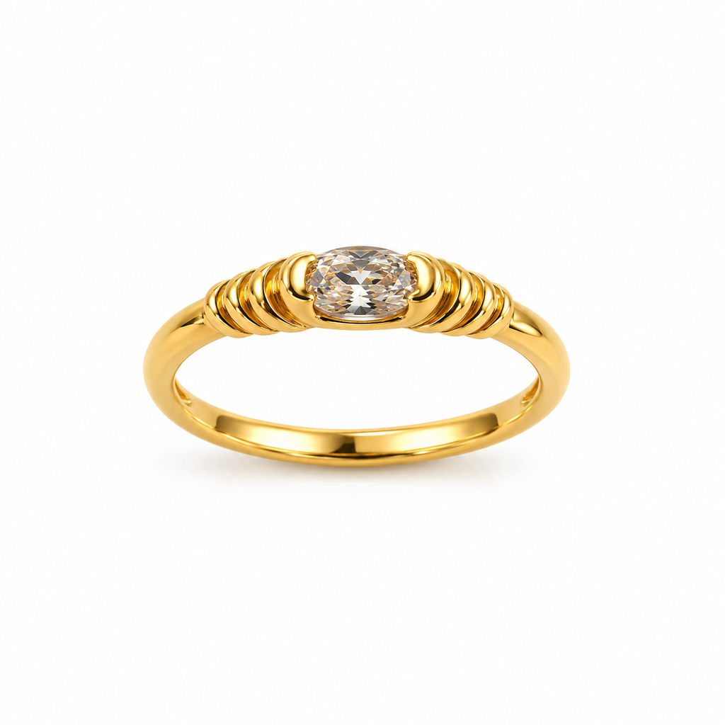 Oval stone slim Ring