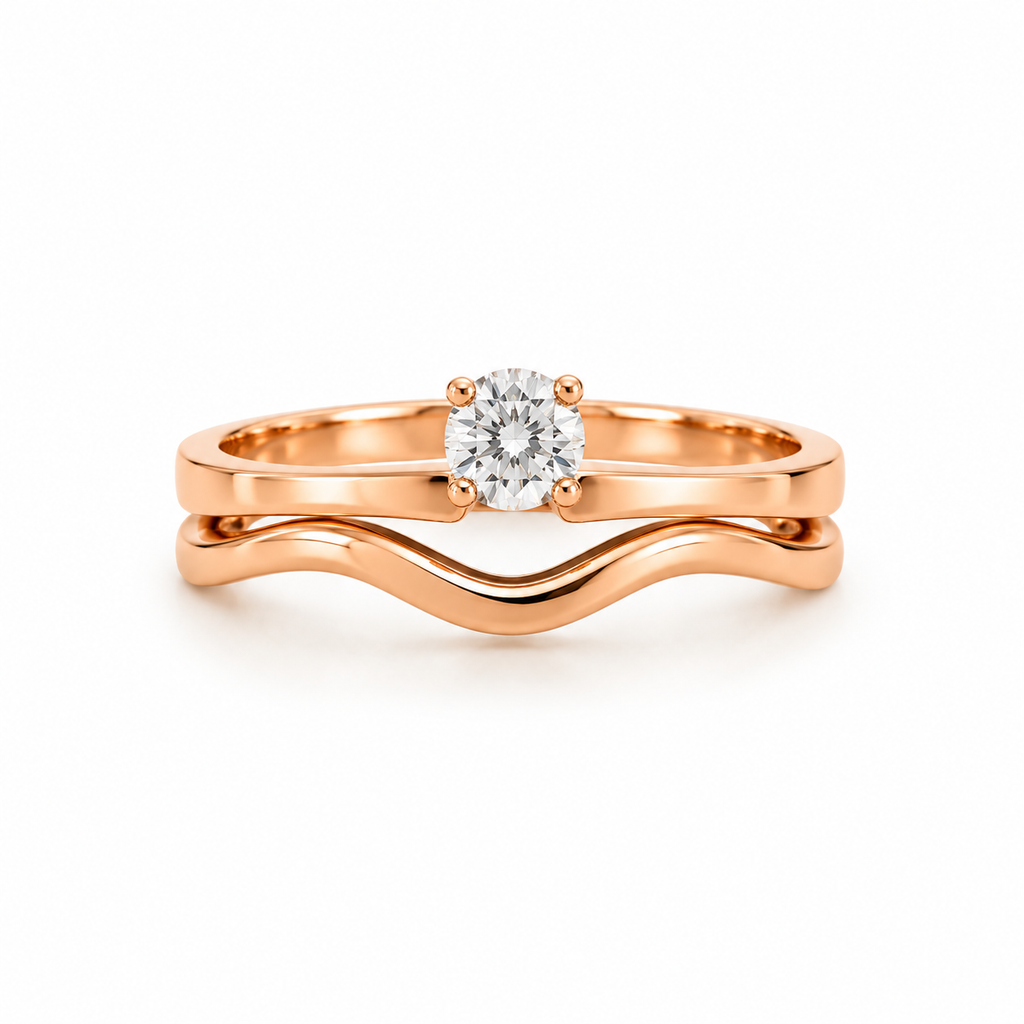 Diamond Set Of 2 Rose Gold Ring