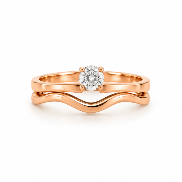 Diamond Set Of 2 Rose Gold Ring