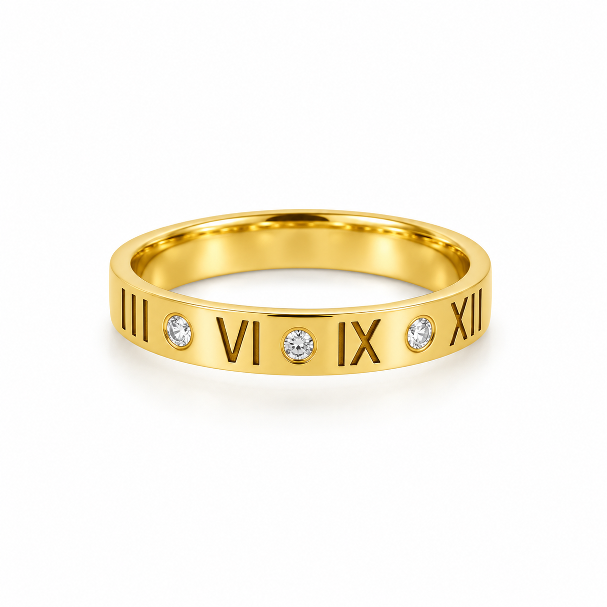 Roman Letter Gold Ring