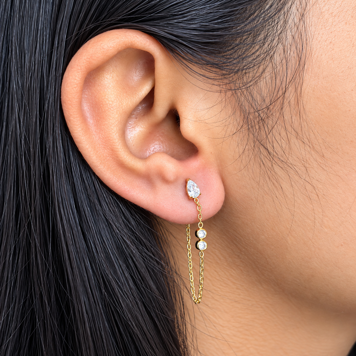 Teardrop Sparkle Chain Earrings