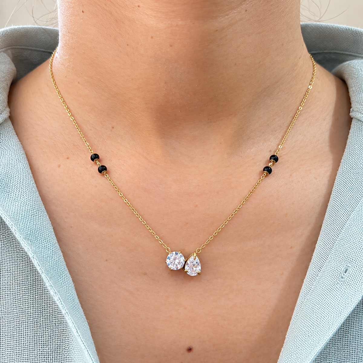 Two stone Black beads mangalsutra