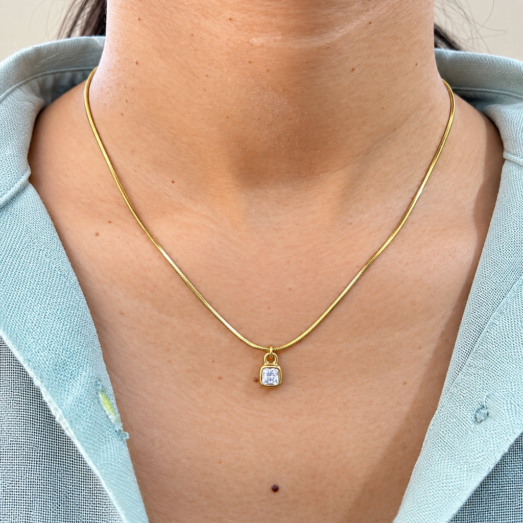 Sleek Square Drop Necklace