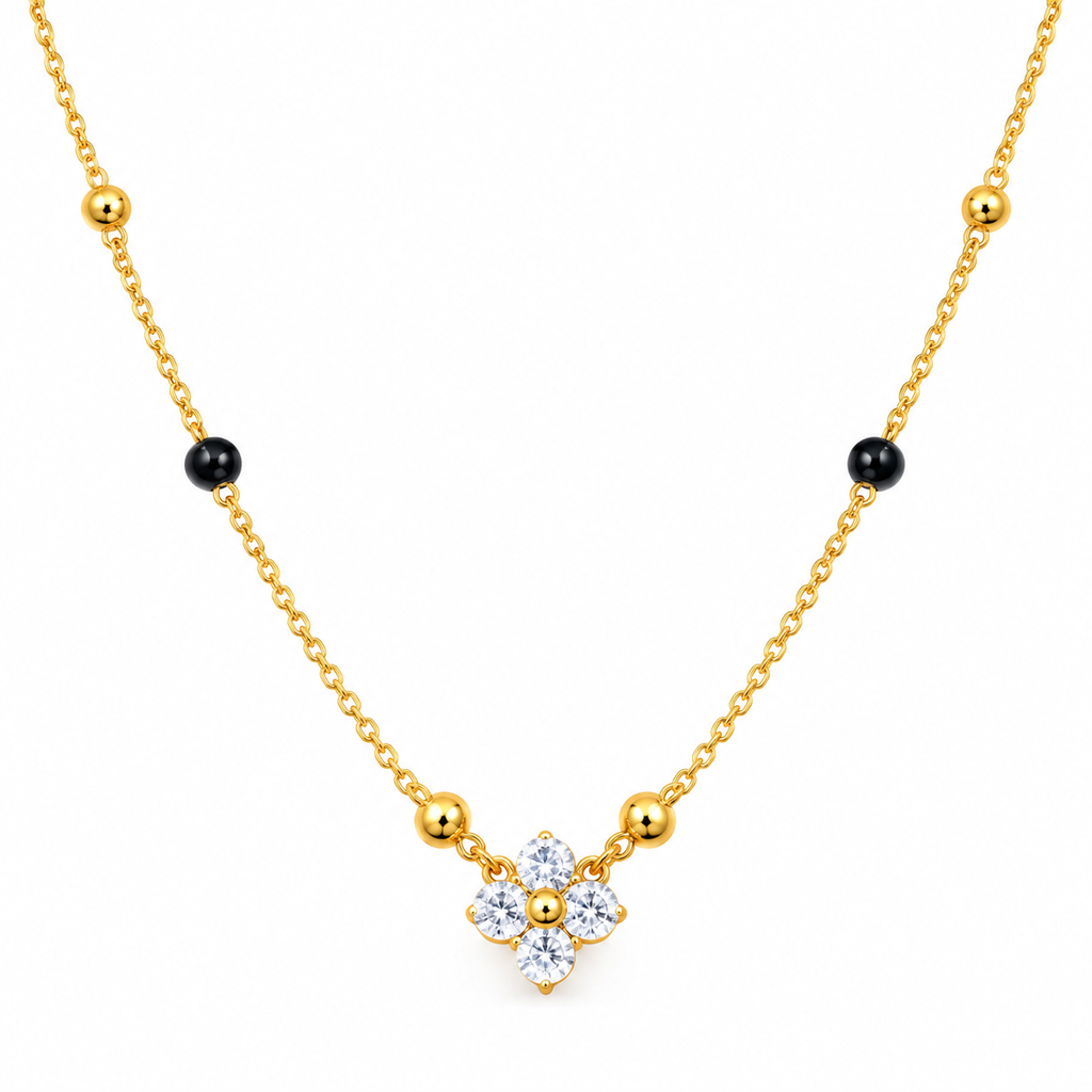 Floral Black beads mangalsutra