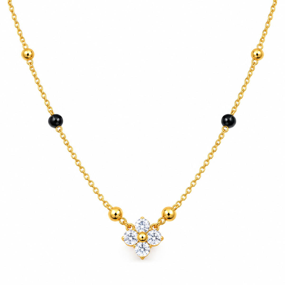 Floral Black beads mangalsutra
